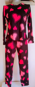 Ensemble pyjama satiné deux pièces imprimé cœur femme taille S ESPALIC