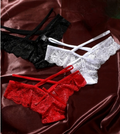Ensemble 3 strings bretelles croisées dentelle femme taille XL ESPALIC