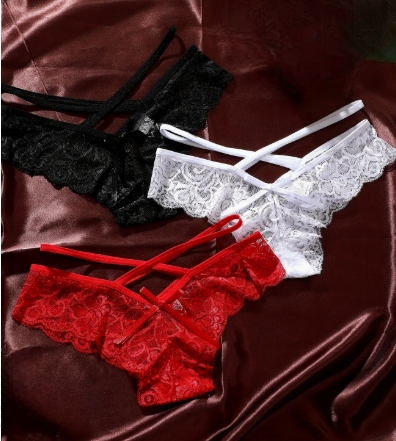 Ensemble 3 strings bretelles croisées dentelle femme taille XL ESPALIC