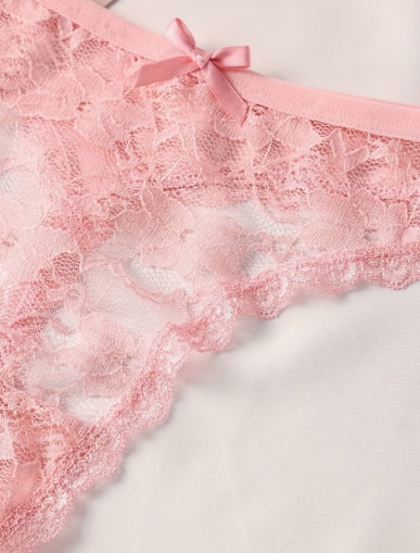 Ensemble 4 strings dentelle ajourée semi-transparent femme taille XL ESPALIC