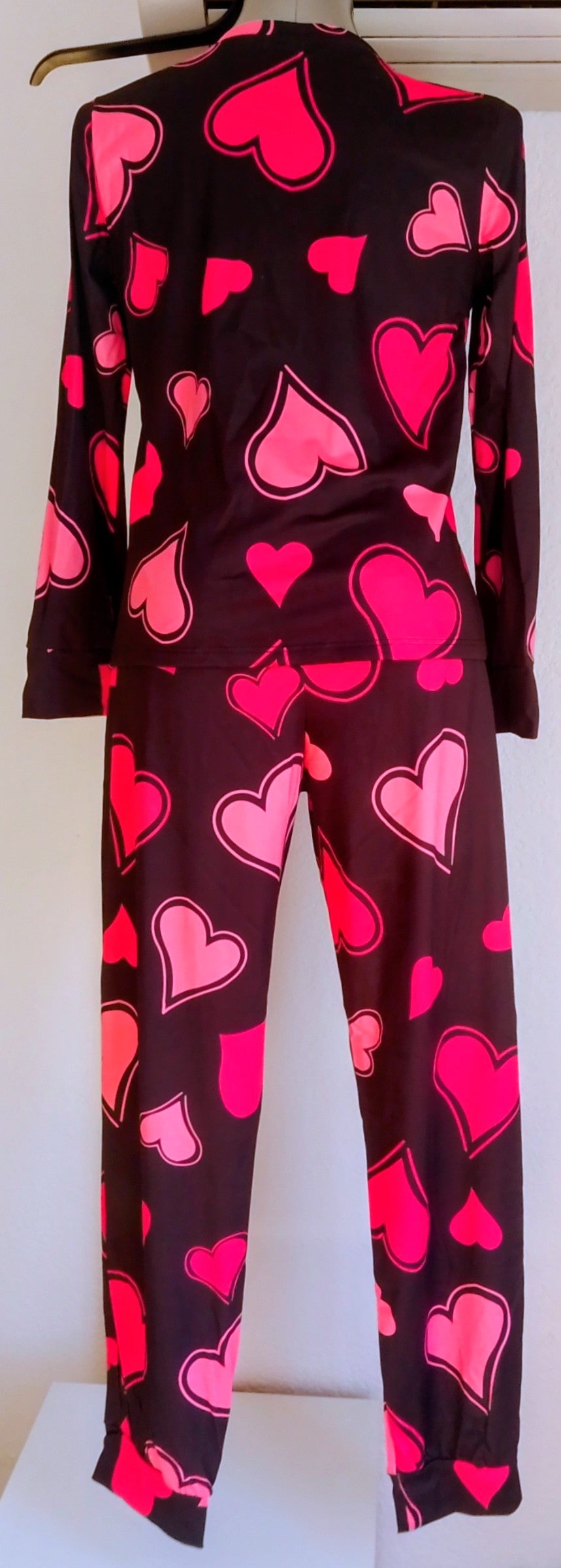 Ensemble pyjama satiné deux pièces imprimé cœur femme taille S ESPALIC
