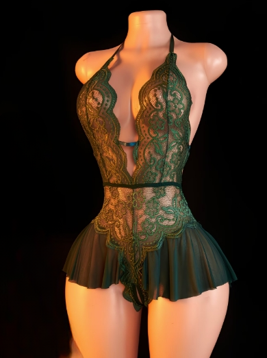 Body sexy en dentelle verte femme taille XL ESPALIC