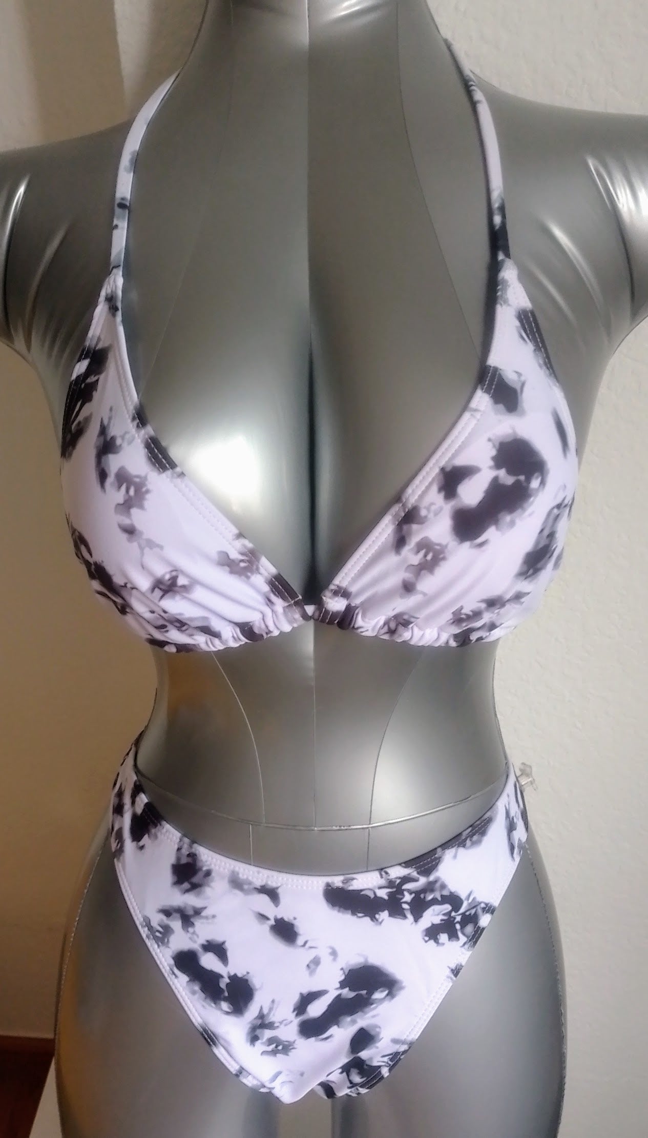 Ensemble bikini imprimé noir et blanc haut triangle femme taille S ESPALIC