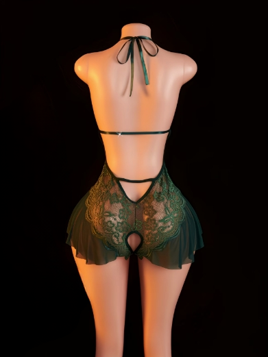 Body sexy en dentelle verte femme taille XL ESPALIC