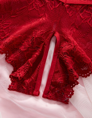 Ensemble lingerie rouge velours et dentelle femme taille XL ESPALIC