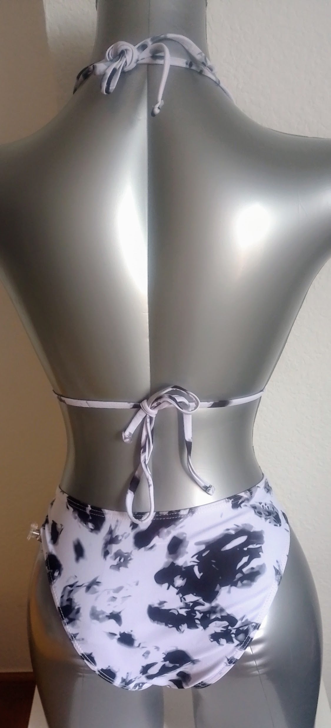 Ensemble bikini imprimé noir et blanc haut triangle femme taille S ESPALIC