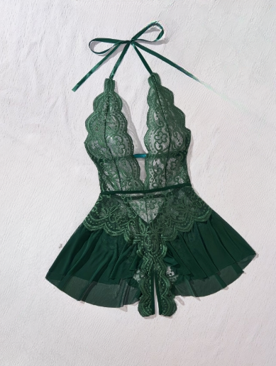 Body sexy en dentelle verte femme taille XL ESPALIC