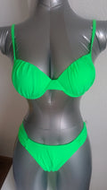 Ensemble bikini froncé vert bretelles spaghetti femme taille S ESPALIC