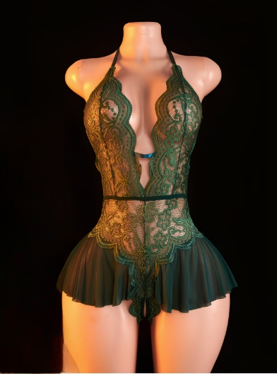 Body sexy en dentelle verte femme taille XL ESPALIC