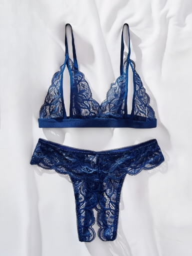 Ensemble lingerie dentelle bleu marine femme taille XL ESPALIC