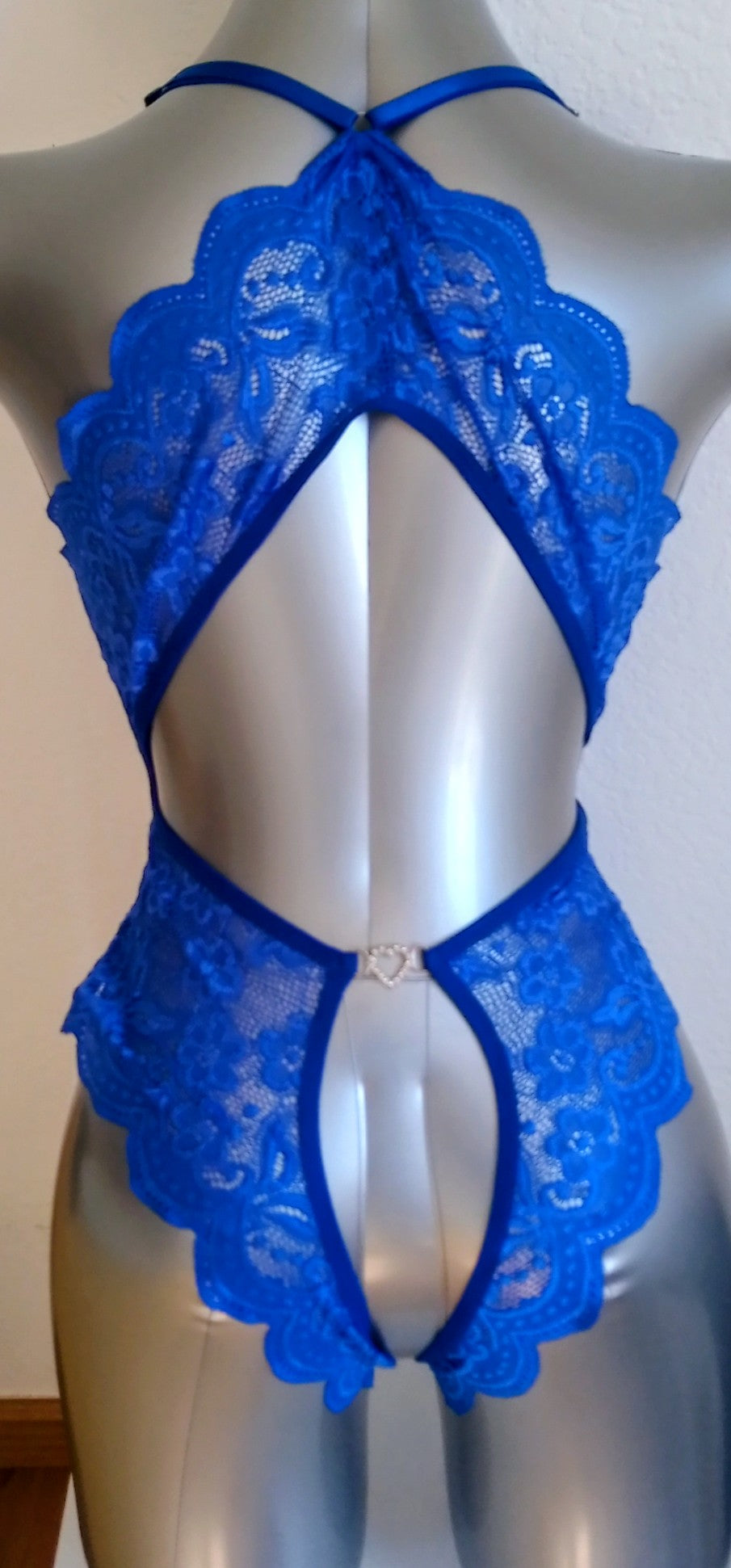 Body dentelle semi-transparent bleu roi femme taille L et XL ESPALIC