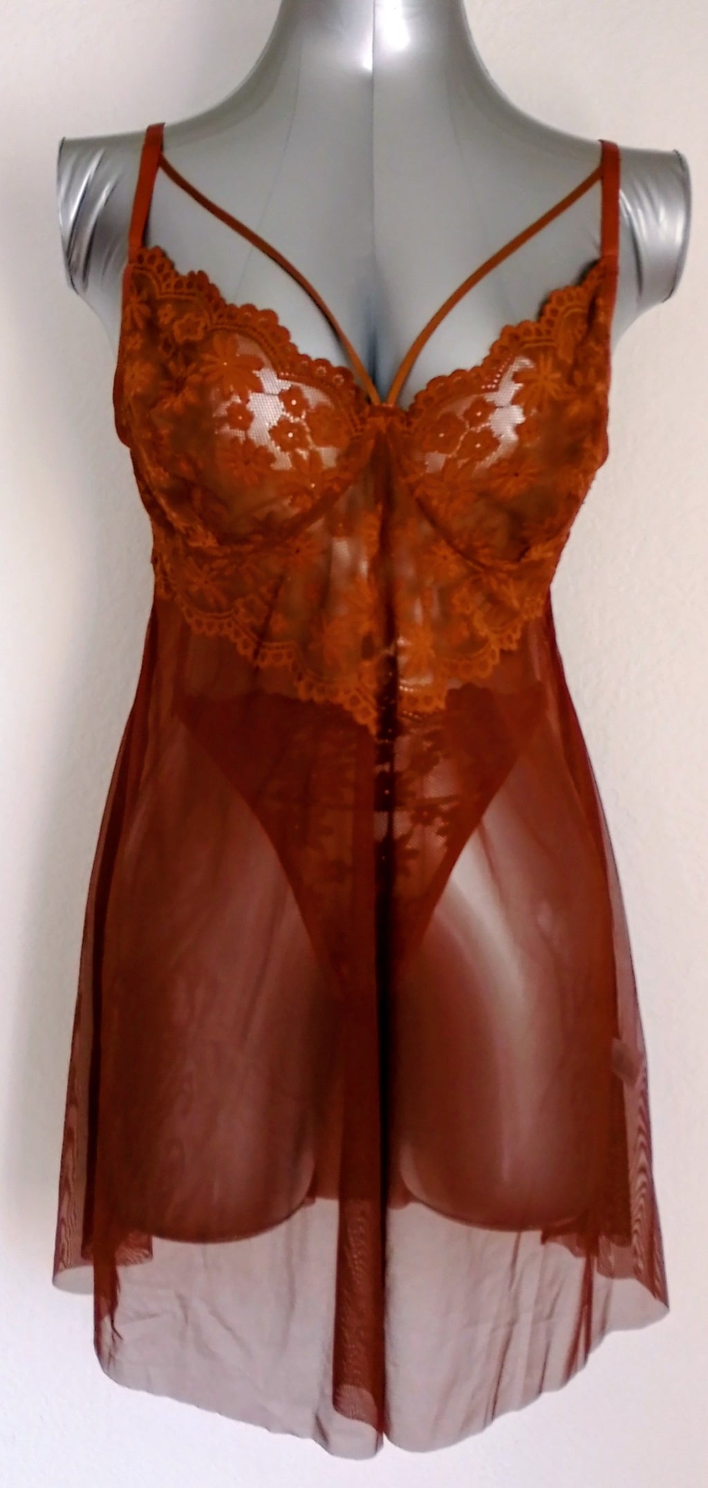 Ensemble nuisette en dentelle couleur café et culotte assortie - Lingerie femme élégante - ESPALIC