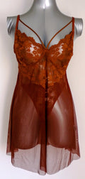 Ensemble nuisette en dentelle couleur café et culotte assortie - Lingerie femme élégante - ESPALIC