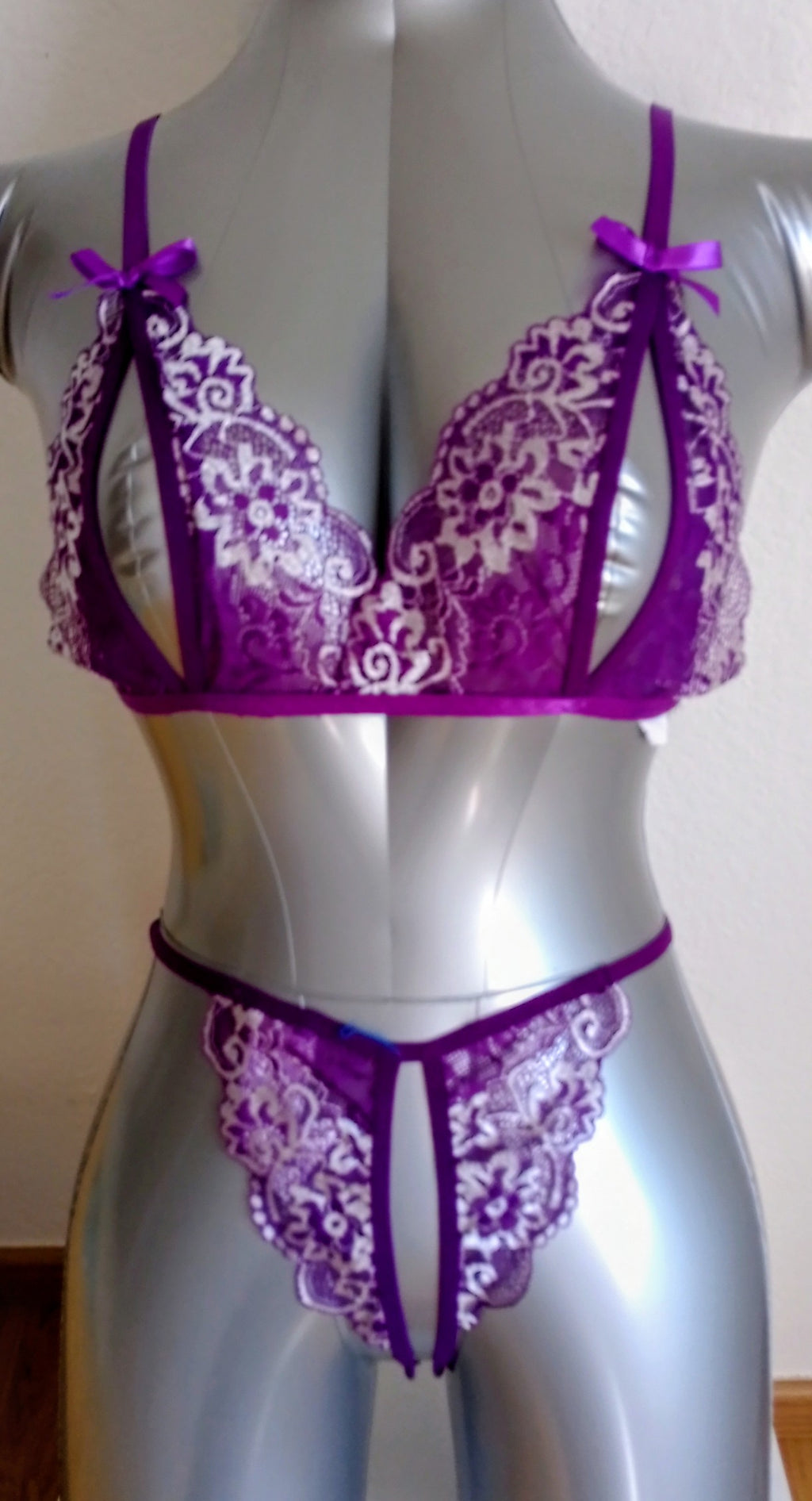 Ensemble 2 pièces lingerie ouverte en dentelle - Sous-vêtements femme premium - ESPALIC
