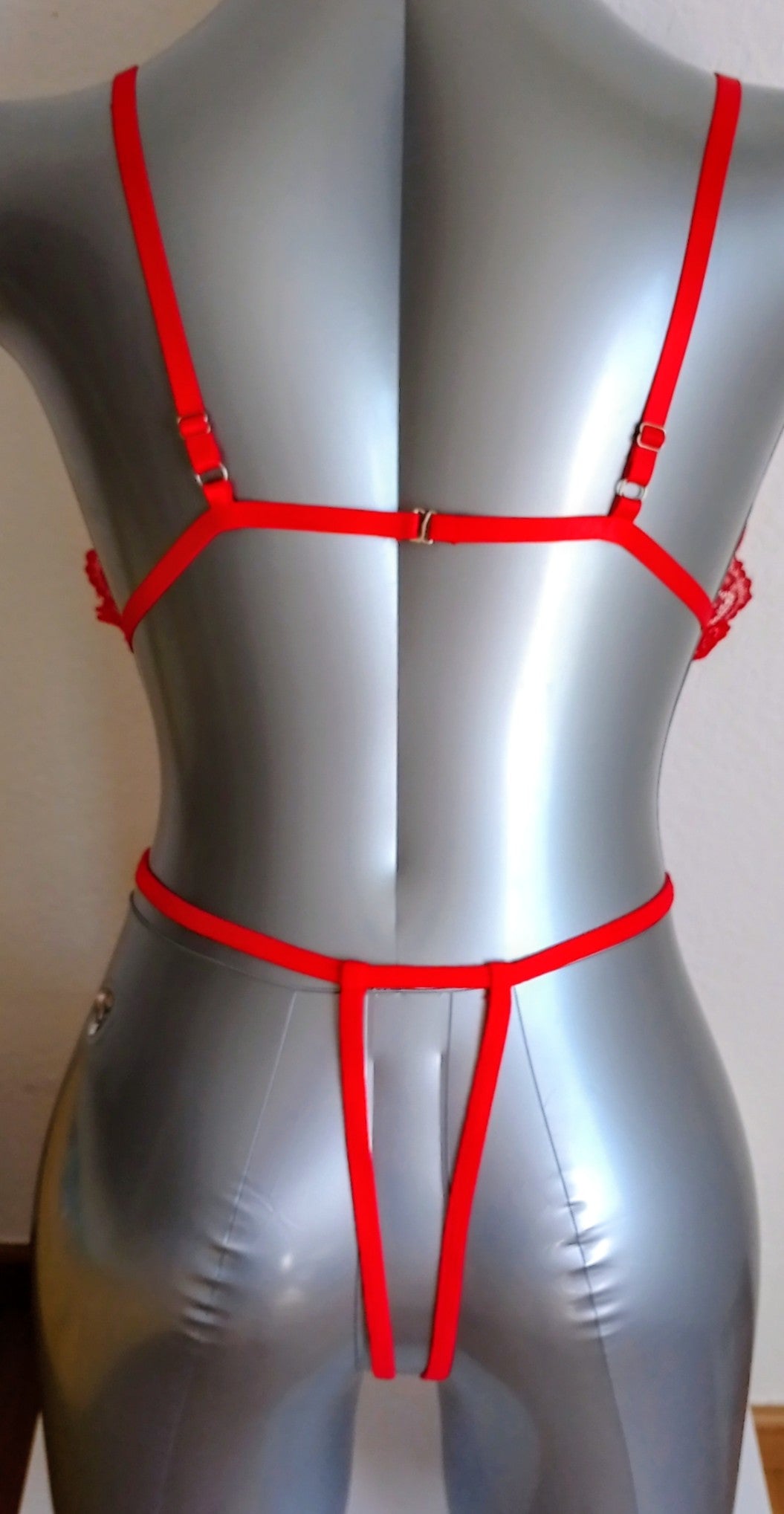 Ensemble lingerie en dentelle rouge et blanc 2 pièces - Lingerie femme sexy - ESPALIC