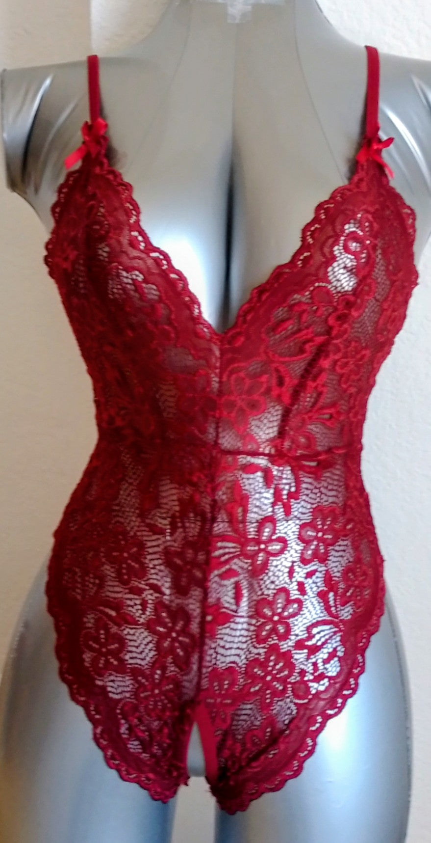 Body dentelle semi-transparent bordeaux femme taille T ESPALIC