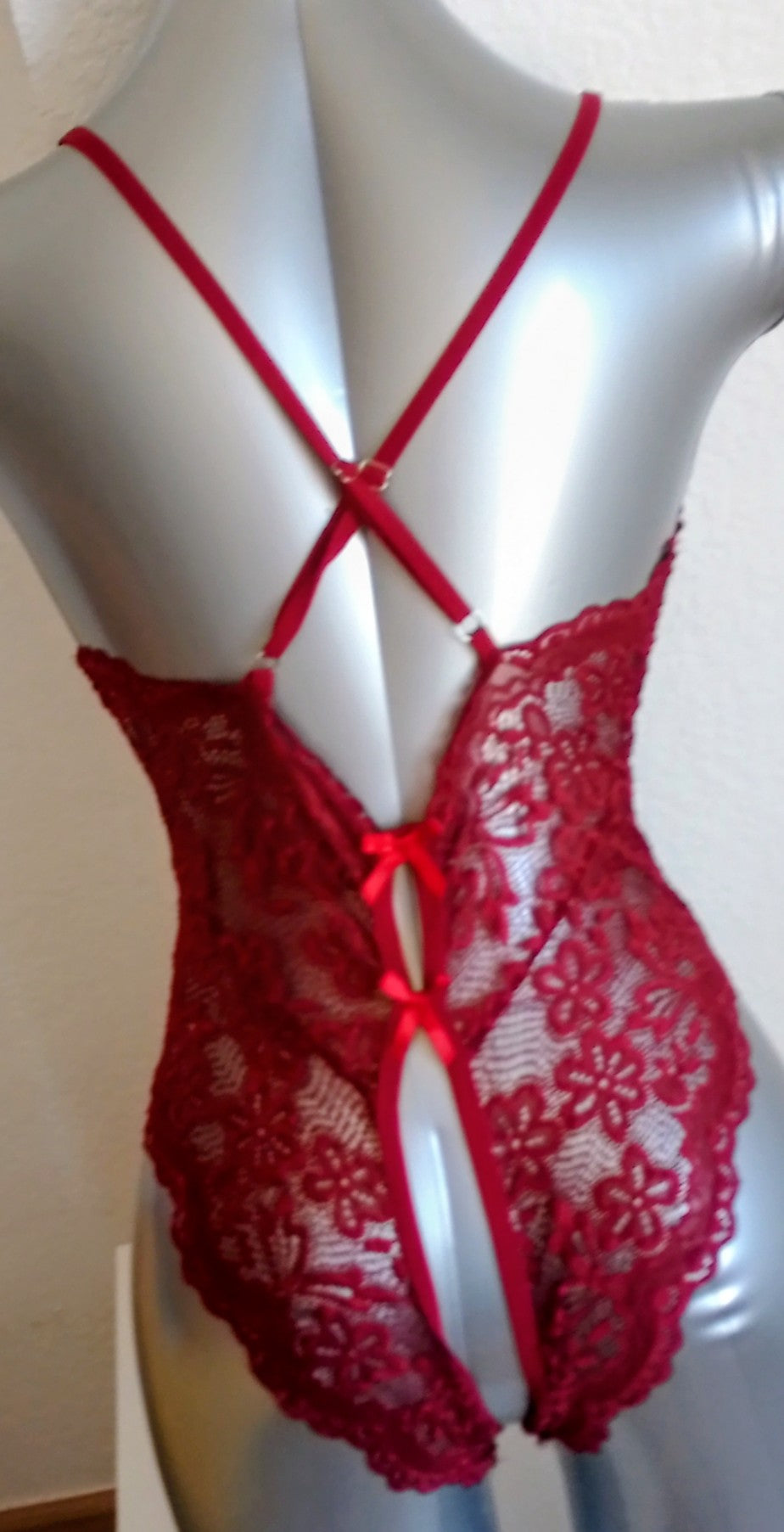 Body dentelle semi-transparent bordeaux femme taille T ESPALIC
