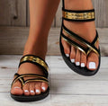Sandales plates noires et dorées femme pointures 38,5 et 39,5