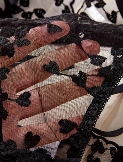 Ensemble lingerie 2 pièces brodé cœur noir taille L