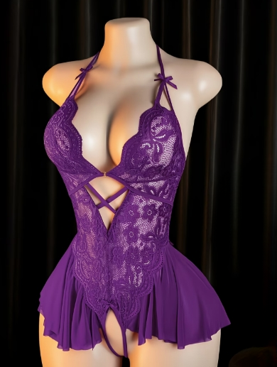 Body dentelle semi-transparent violet femme tailles L XL XXL – ESPALIC