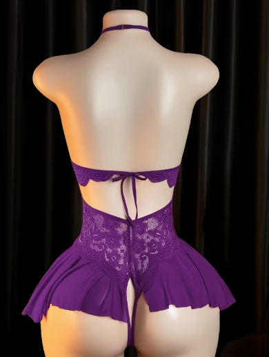 Body dentelle semi-transparent violet femme tailles L XL XXL – ESPALIC
