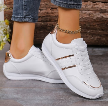 Baskets blanches et or à lacets pour femmes pointure 39 ESPALIC