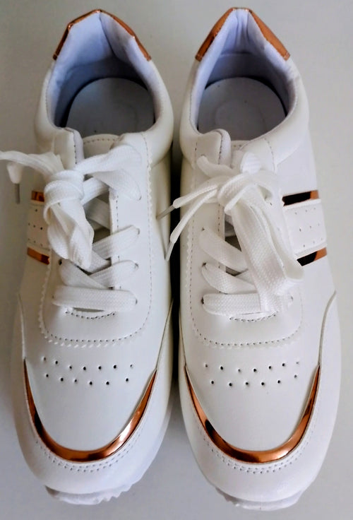 Baskets blanches et or à lacets pour femmes pointure 39 ESPALIC