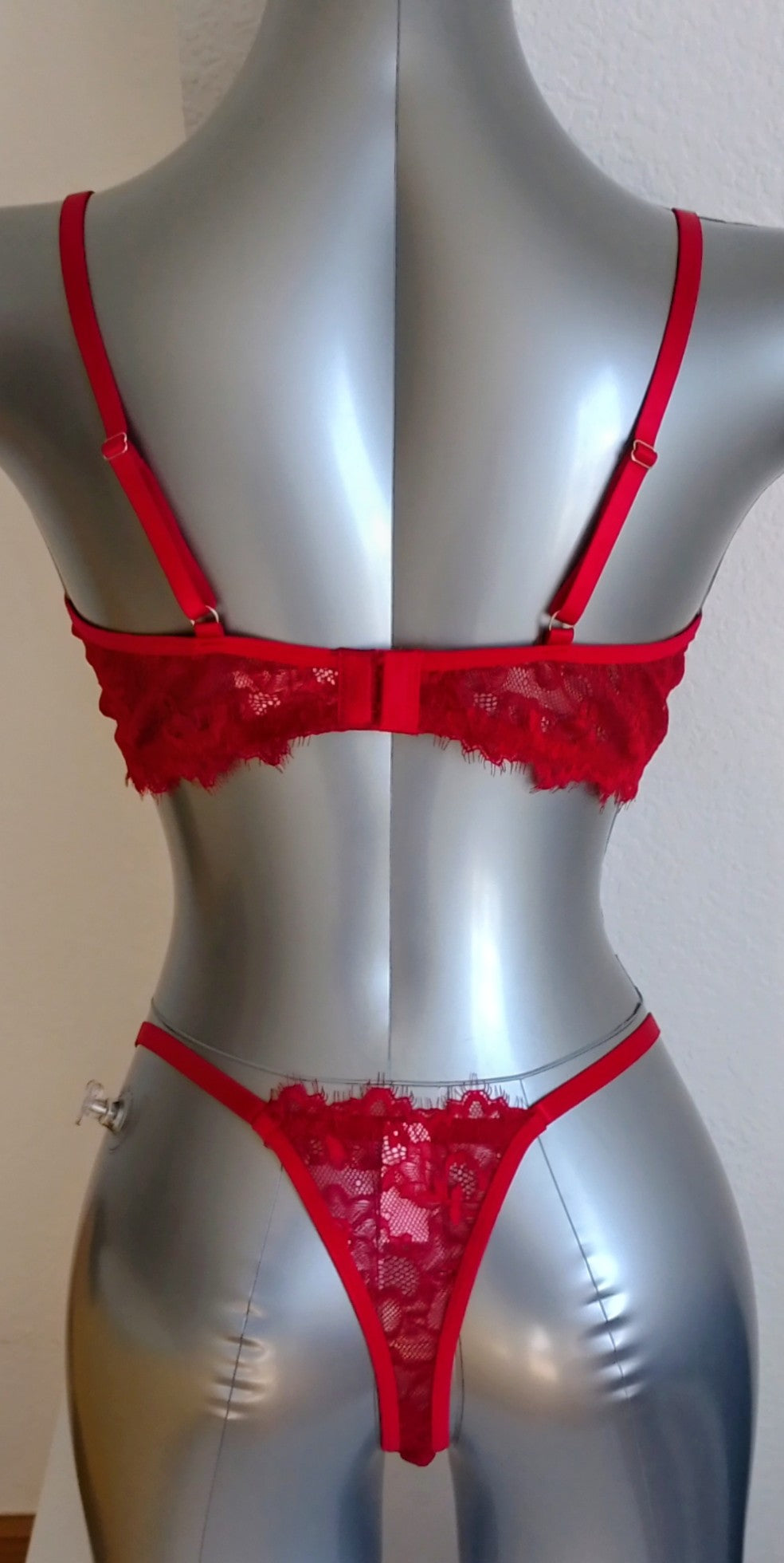 Ensemble lingerie rouge dentelle florale sans rembourrage femme taille XL ESPALIC