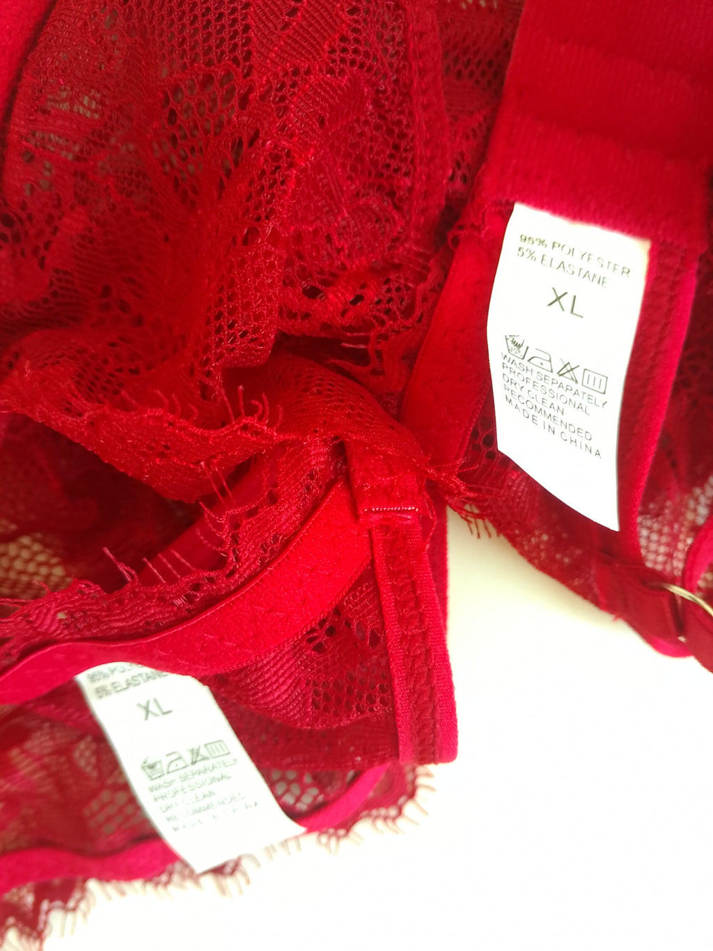 Ensemble lingerie rouge dentelle florale sans rembourrage femme taille XL ESPALIC