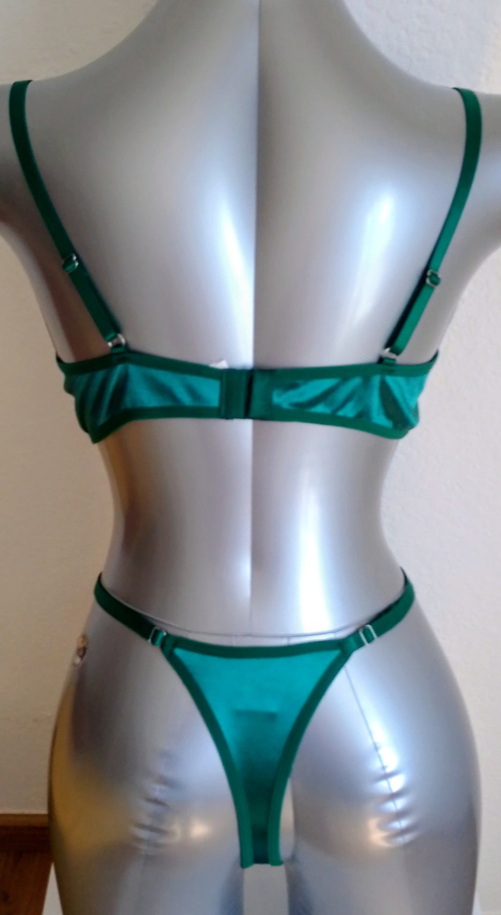 Ensemble lingerie vert imprimé tropical soutien-gorge push-up et string femme taille XL ESPALIC