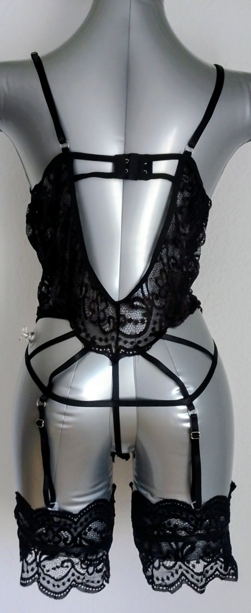 Corset porte-jarretelles en dentelle noir femme taille XXL et XL ESPALIC