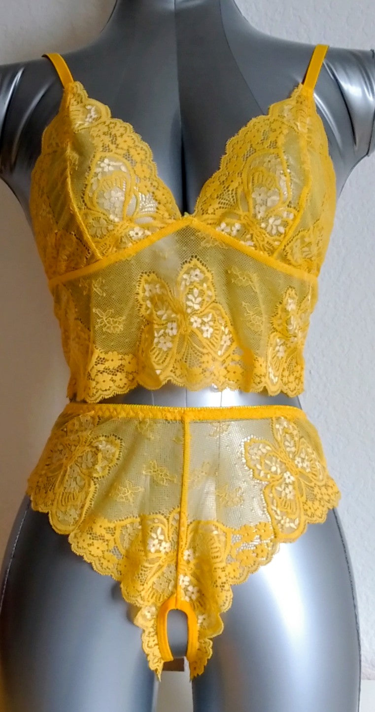 Ensemble lingerie jaune pastel femme taille L et XL ESPALIC