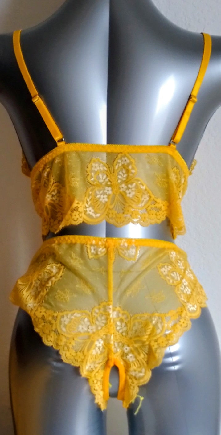Ensemble lingerie jaune pastel femme taille L et XL ESPALIC